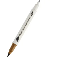 Dwustronny pisak pędzelkowy Brush Sign Pen Twin - Pentel - surowa umbra