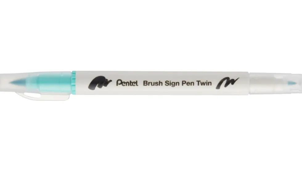 Dwustronny pisak pędzelkowy Brush Sign Pen Twin - Pentel - szmaragdowy