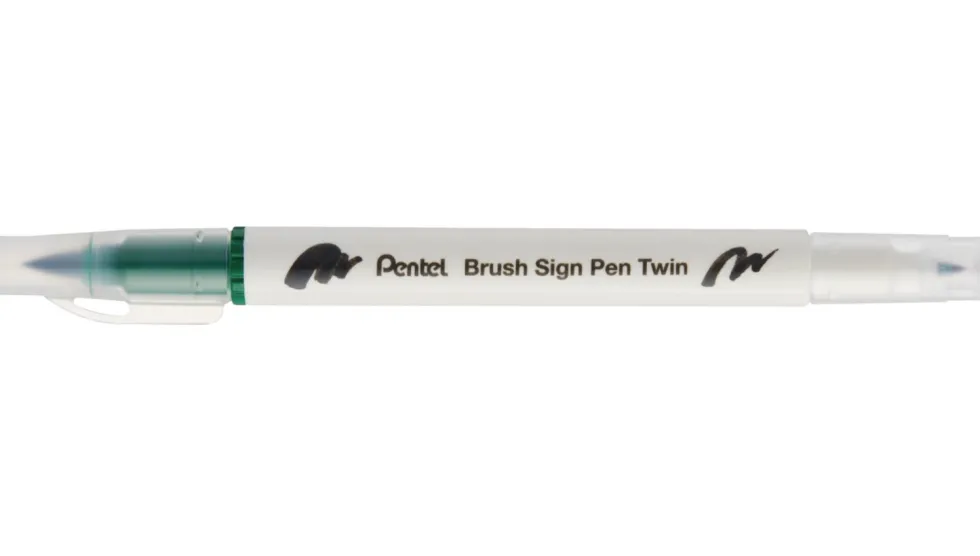Dwustronny pisak pędzelkowy Brush Sign Pen Twin - Pentel - zielony