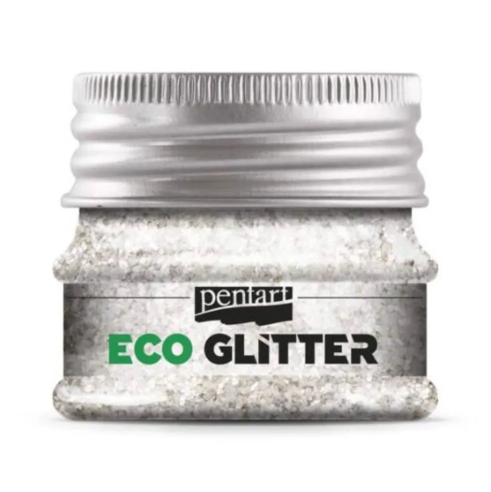 Eko brokat sypki Eco Glitter - Pentart - srebrny, drobny, 15 g