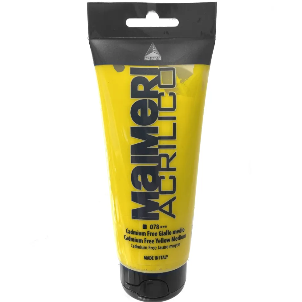 Farba akrylowa Acrilico - Maimeri - 078, Cadmium Free Yellow Medium, 200 ml