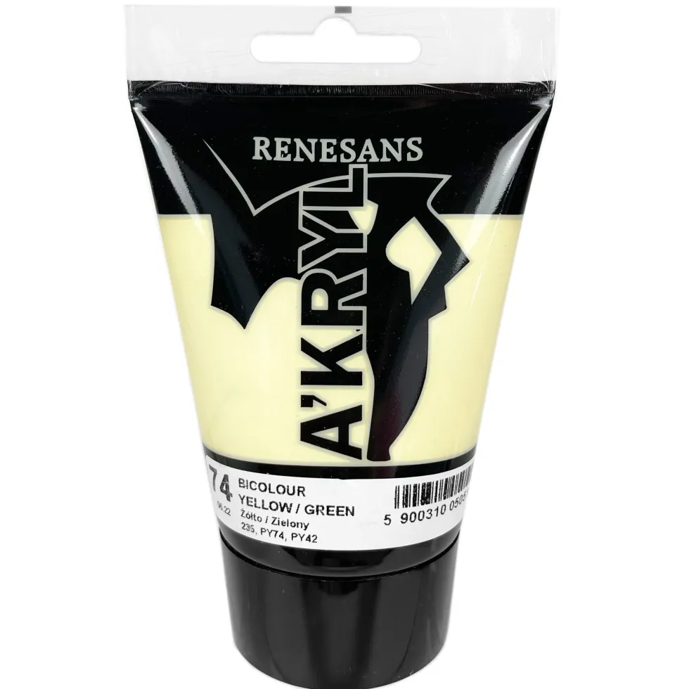 Farba akrylowa A'kryl Bicolor - Renesans - 74, yellow green, 100 ml
