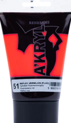 Farba akrylowa A'kryl - Renesans - vermilion fluorescencyjny, 100 ml