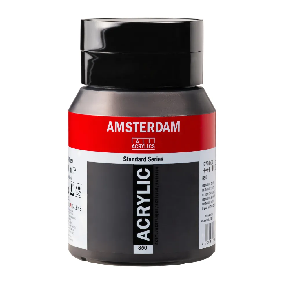 Farba akrylowa - Amsterdam - 850 Metallic Black 500 ml