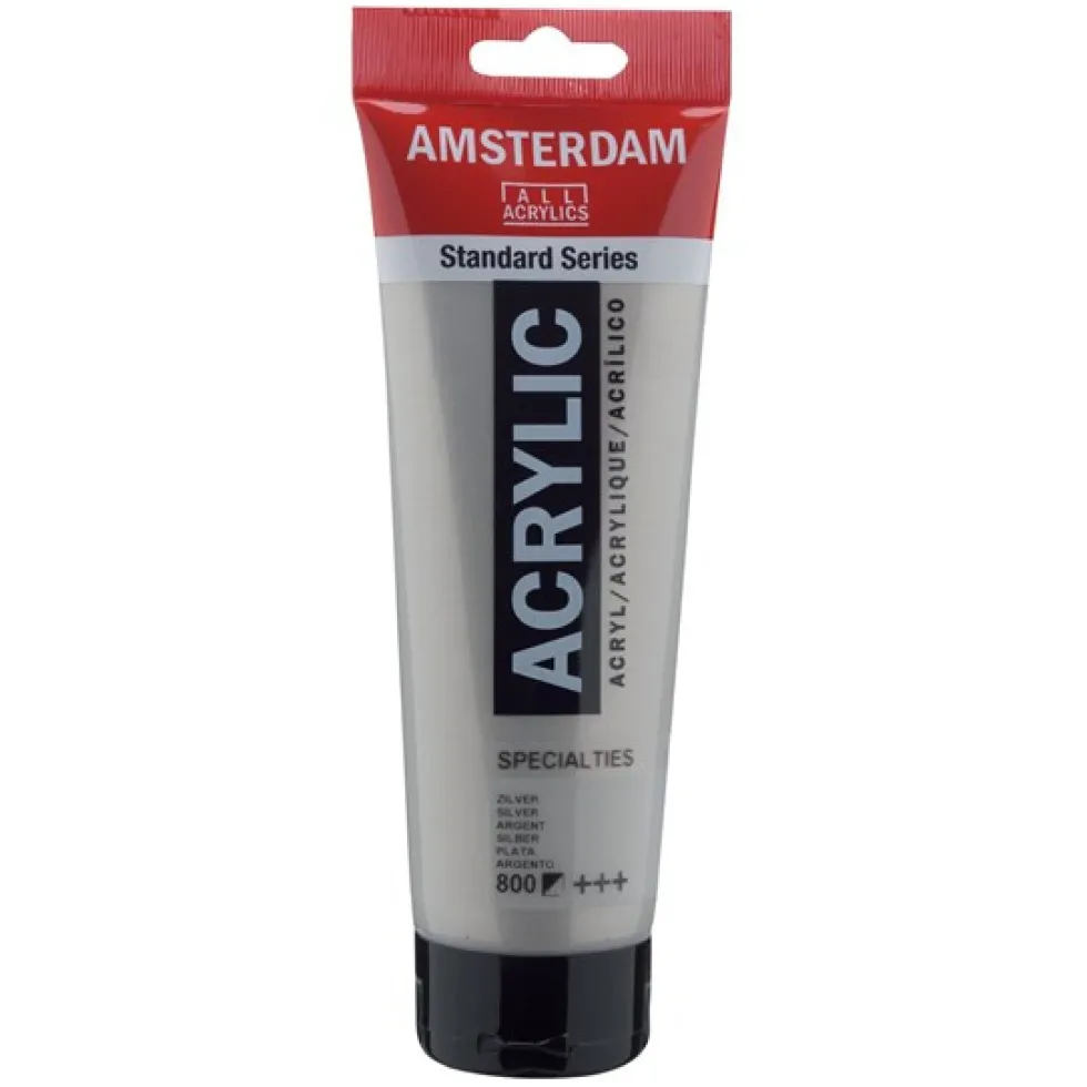 Farba akrylowa - Amsterdam - 800, Silver, 250 ml