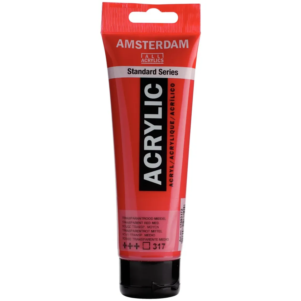 Farba akrylowa - Amsterdam - Transparent Red Medium, 120 ml