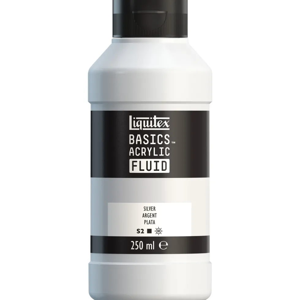 Farba akrylowa Basics Acrylic Fluid - Liquitex - 052, Silver, 250 ml