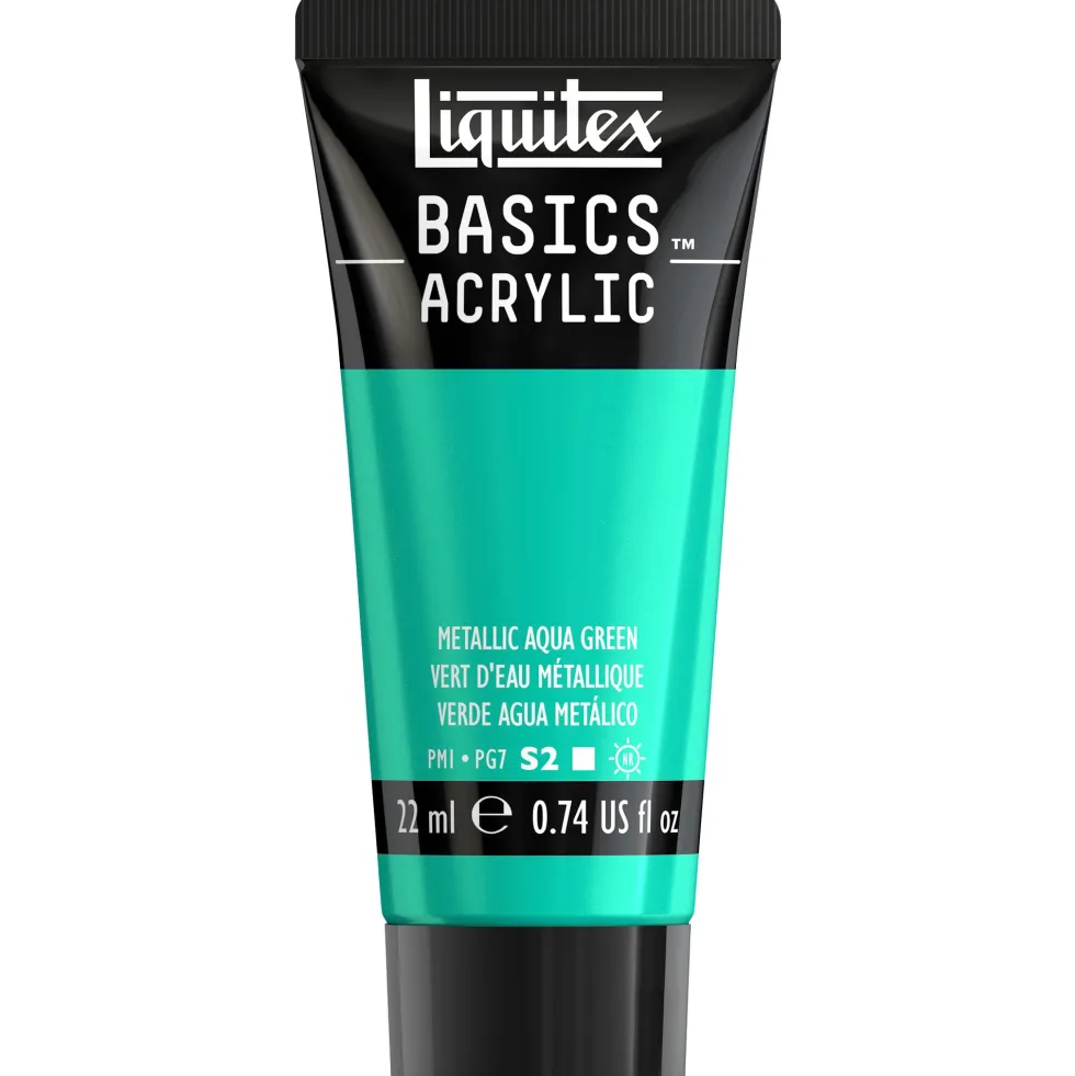 Farba akrylowa Basics Acrylic - Liquitex - 339, Metallic Aqua Green, 22 ml