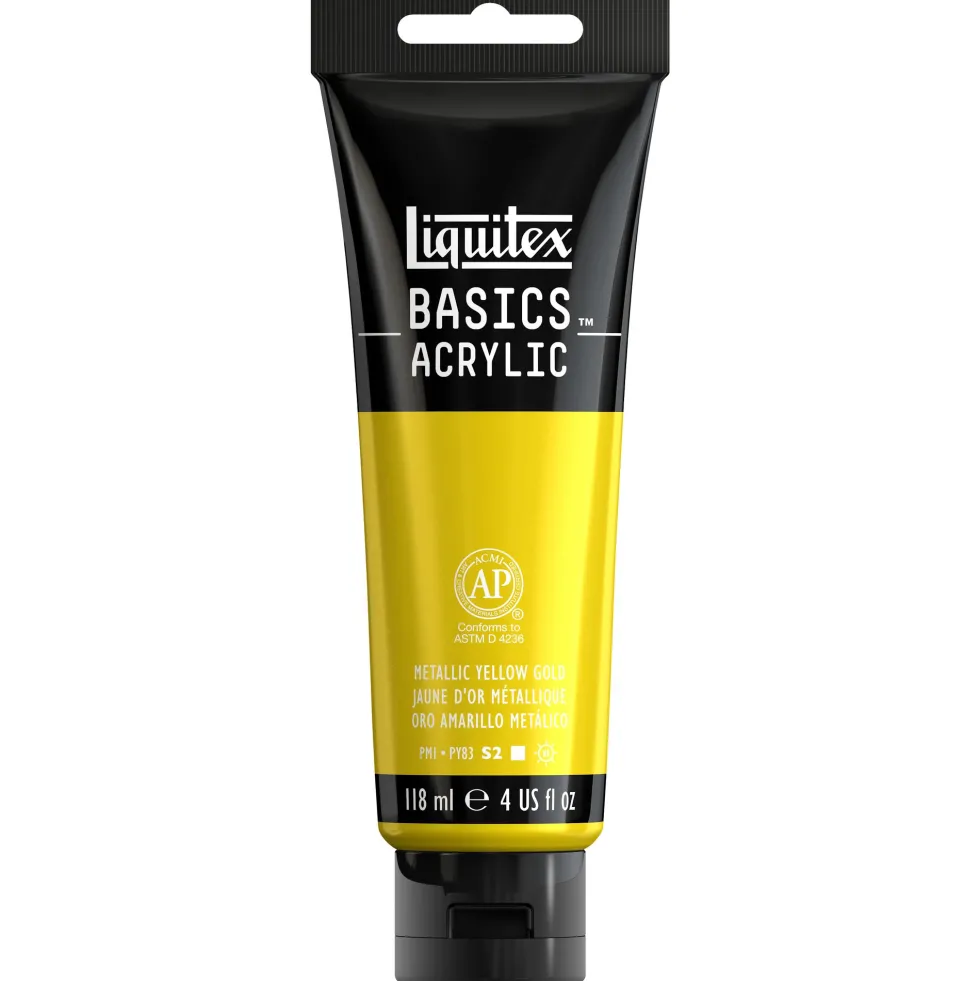 Farba akrylowa Basics Acrylic - Liquitex - 343, Metallic Yellow Gold, 118 ml