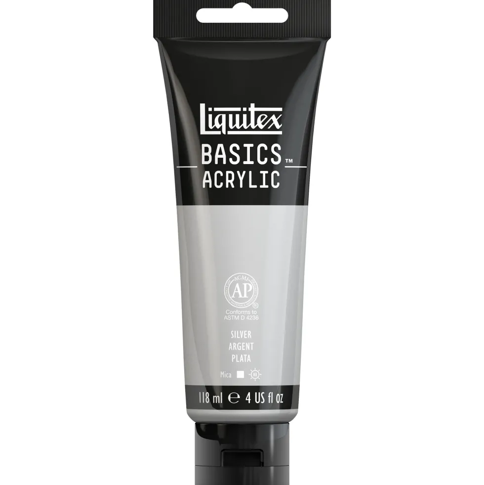 Farba akrylowa Basics Acrylic - Liquitex - 052, Silver, 118 ml