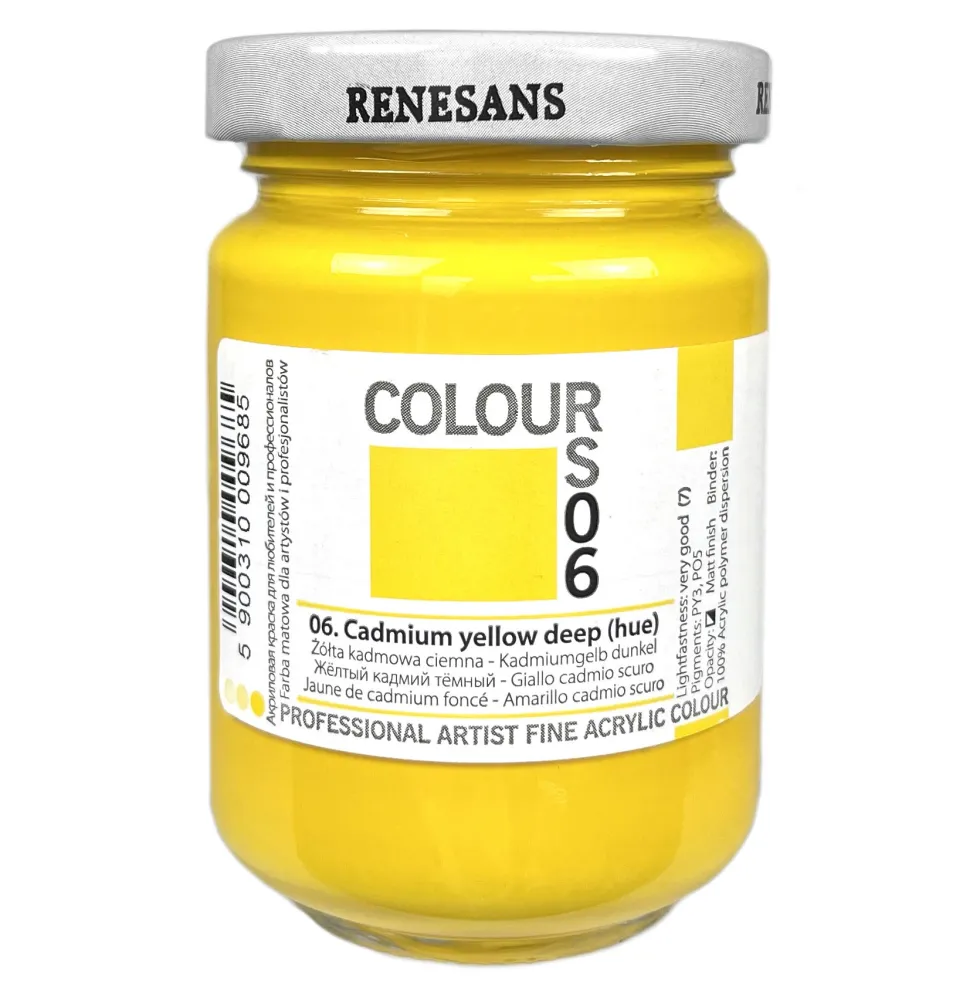 Farba akrylowa Colours - Renesans - 06, cadmium yellow deep, 125 ml