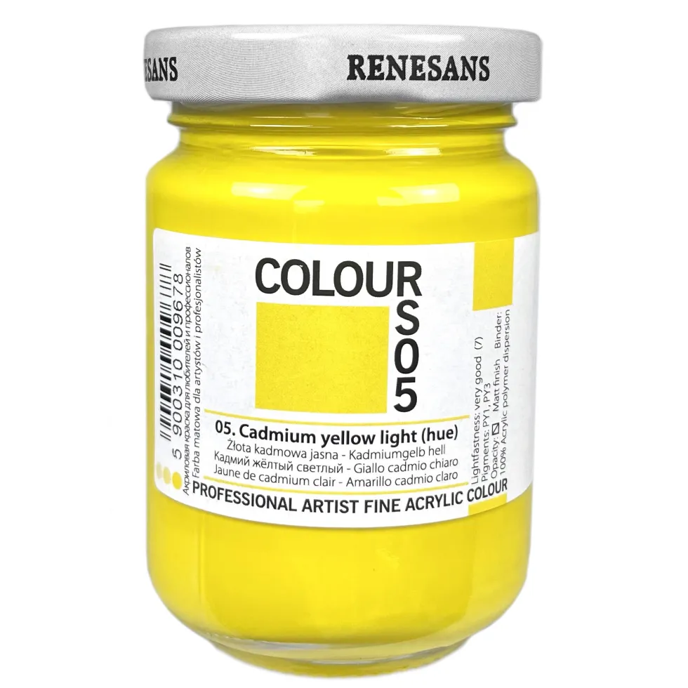 Farba akrylowa Colours - Renesans - 05, cadmium yellow light hue, 125 ml