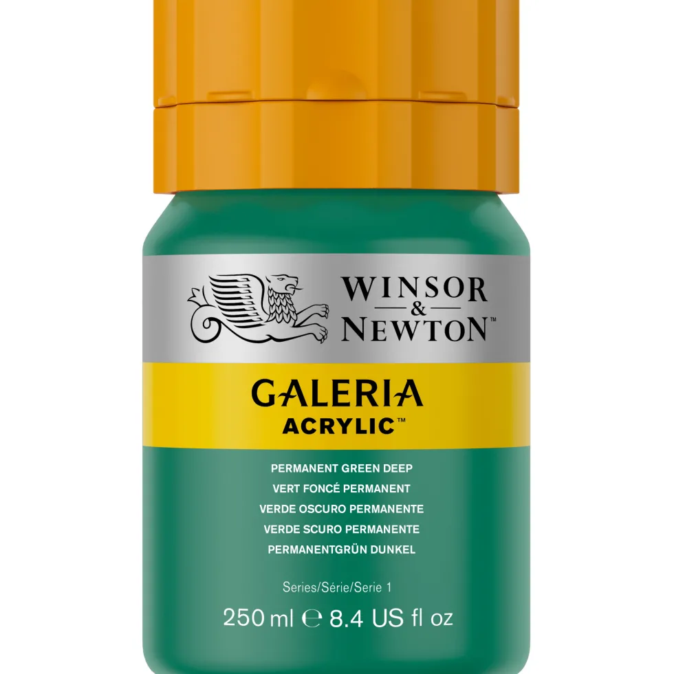 Farba akrylowa Galeria - Winsor & Newton - 482, Permanent Green Deep, 250 ml