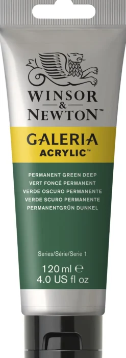Farba akrylowa Galeria - Winsor & Newton - Permanent Green Deep, 120 ml