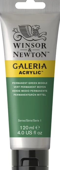 Farba akrylowa Galeria - Winsor & Newton - Permanent Green Middle, 120 ml