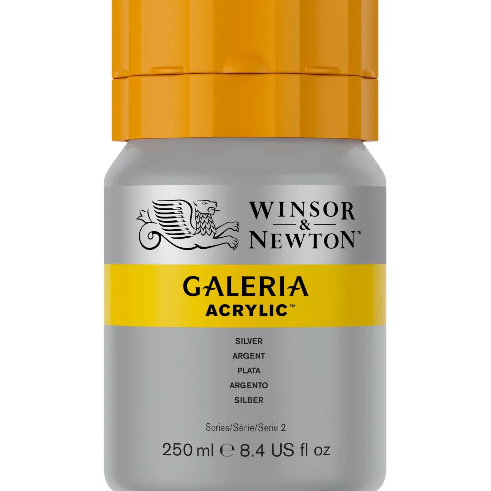 Farba akrylowa Galeria - Winsor & Newton - 617, Silver, 250 ml