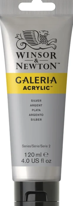 Farba akrylowa Galeria - Winsor & Newton - Silver, 120 ml