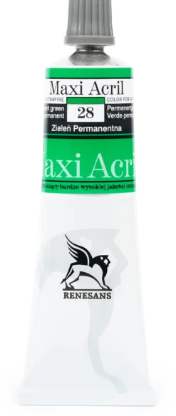 Farba akrylowa Maxi Acril - Renesans - 28, permanent green, 60 ml