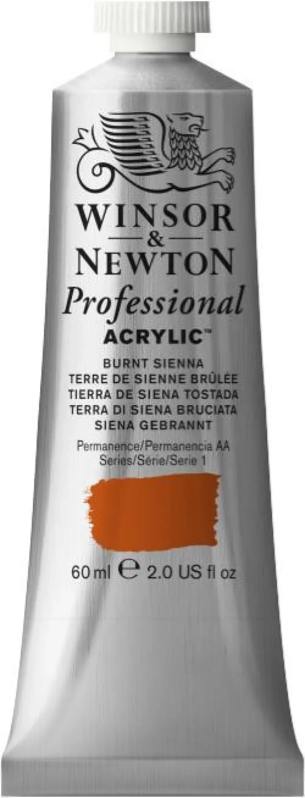 Farba akrylowa Professional Acrylic - Winsor & Newton - Burnt Sienna, 60 ml