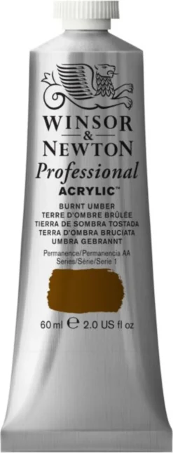 Farba akrylowa Professional Acrylic - Winsor & Newton - Burnt Umber, 60 ml