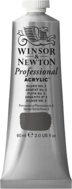 Farba akrylowa Professional Acrylic - Winsor & Newton - Silver no. 2, 60 ml