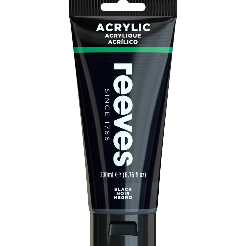 Farba akrylowa - Reeves - Black, 200 ml