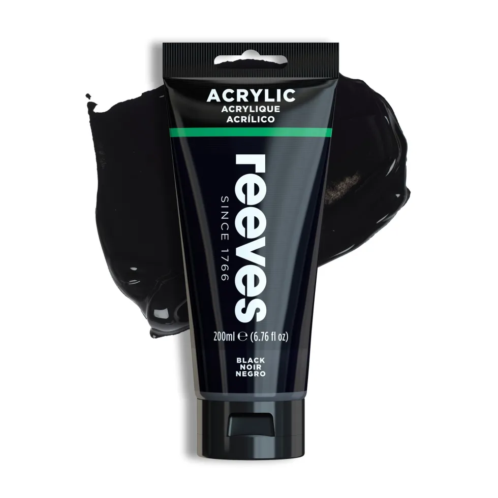 Farba akrylowa - Reeves - Black, 200 ml