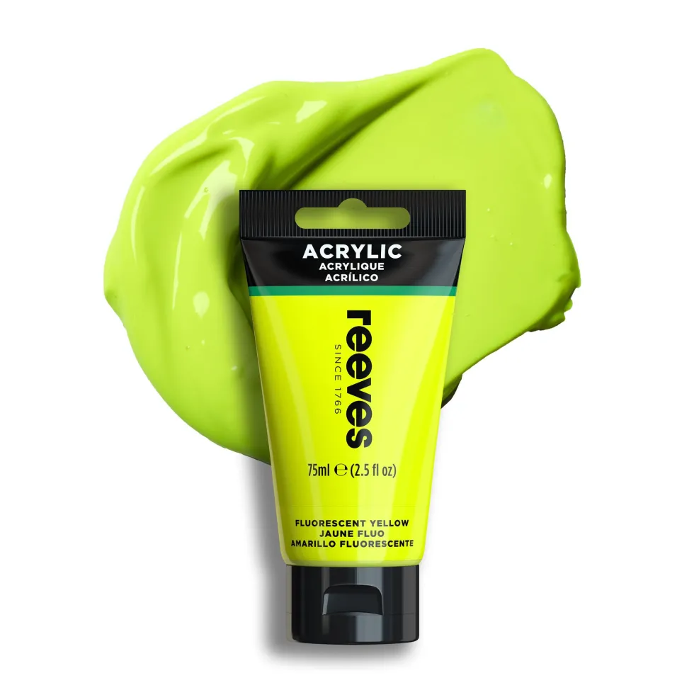 Farba akrylowa - Reeves - Fluorescent Yellow, 75 ml