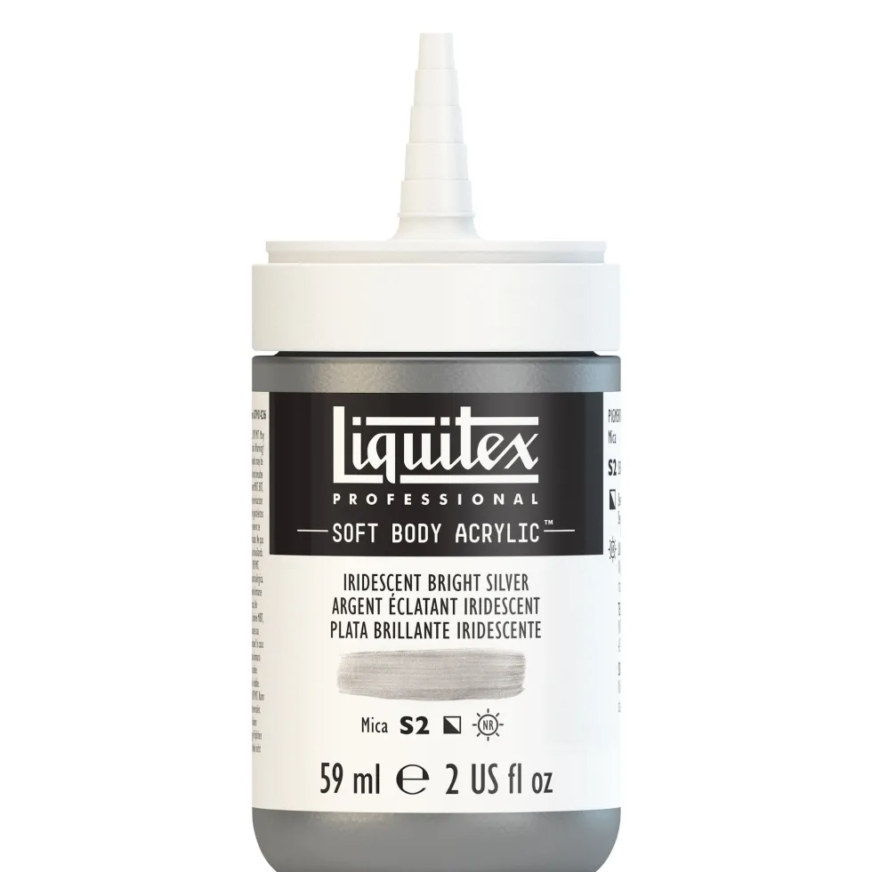 Farba akrylowa Soft Body - Liquitex - Iridescent Bright Silver, 59 ml