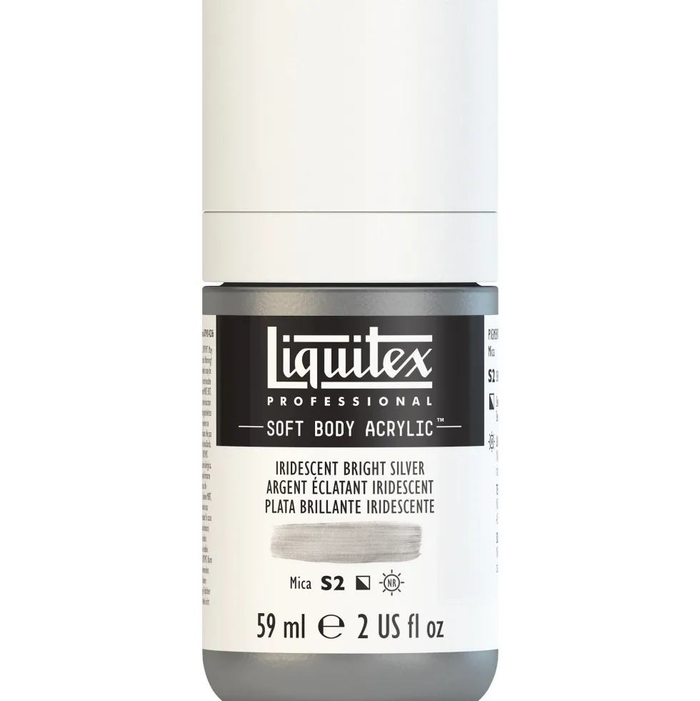 Farba akrylowa Soft Body - Liquitex - Iridescent Bright Silver, 59 ml