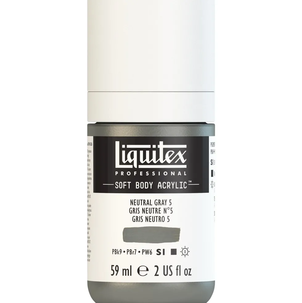 Farba akrylowa Soft Body - Liquitex - Neutral Gray 5, 59 ml