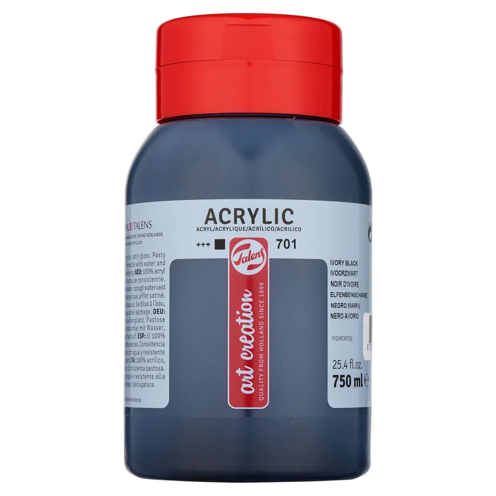 Farba akrylowa - Talens Art Creation - Ivory Black, 750 ml
