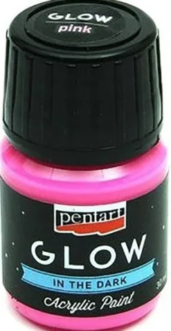 Farba akrylowa świecąca w ciemności - Pentart - różowa 30 ml
