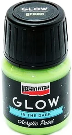 Farba akrylowa świecąca w ciemności - Pentart - zielona 30 ml