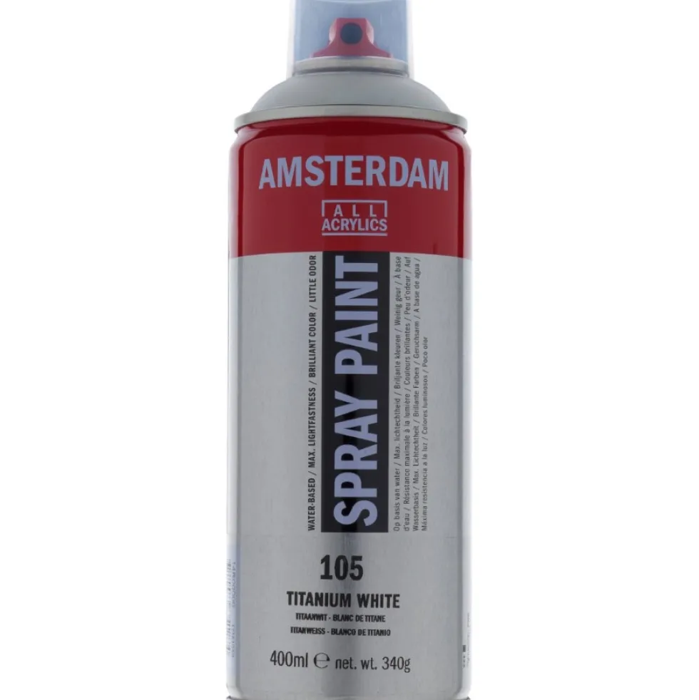 Farba akrylowa w sprayu - Amsterdam - 105, Titanium White, 400 ml