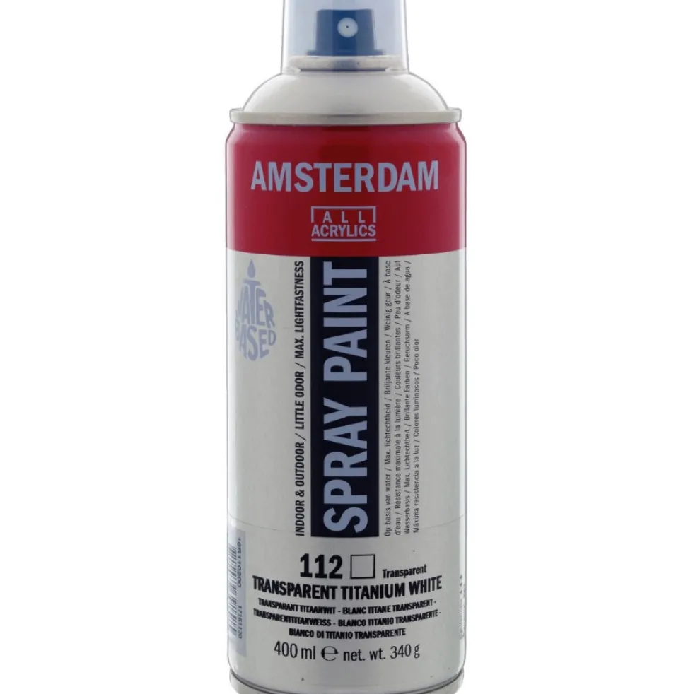Farba akrylowa w sprayu - Amsterdam - 112, Transparent Titanium White, 400 ml