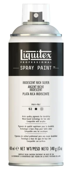 Farba akrylowa w spray'u - Liquitex - Iridescent Rich Silver, 400 ml