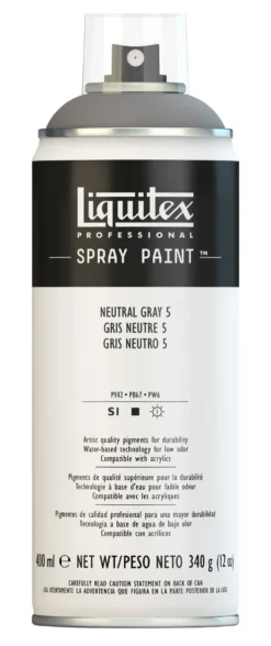 Farba akrylowa w spray'u - Liquitex - Neutral Gray 5, 400 ml