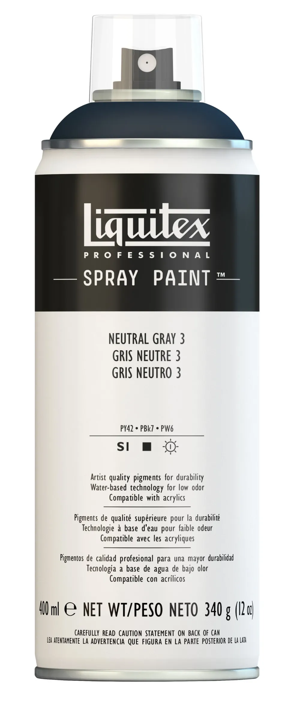 Farba akrylowa w spray'u - Liquitex - Neutral Gray 3, 400 ml