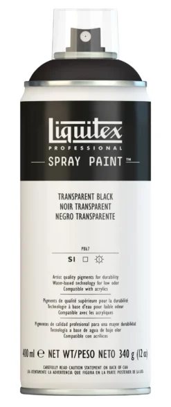 Farba akrylowa w spray'u - Liquitex - Transparent Black, 400 ml
