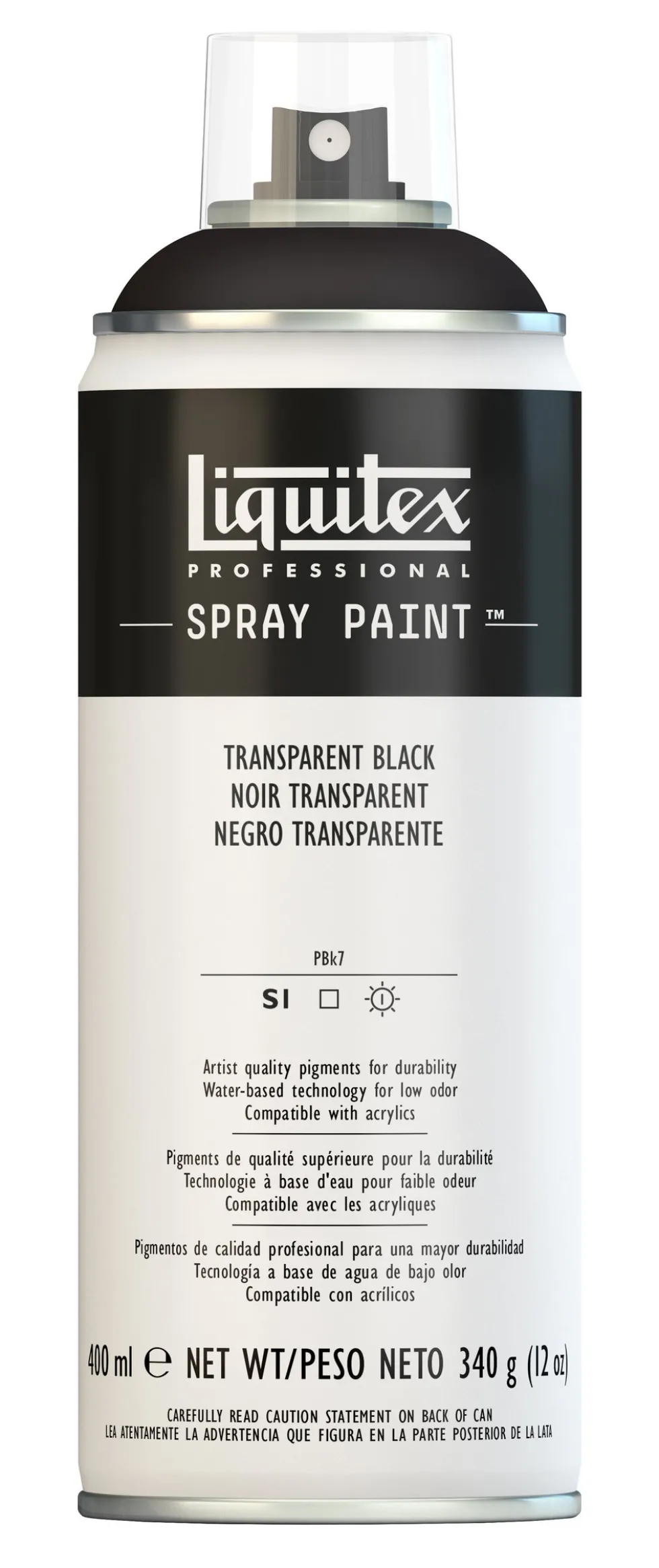 Farba akrylowa w spray'u - Liquitex - Transparent Black, 400 ml