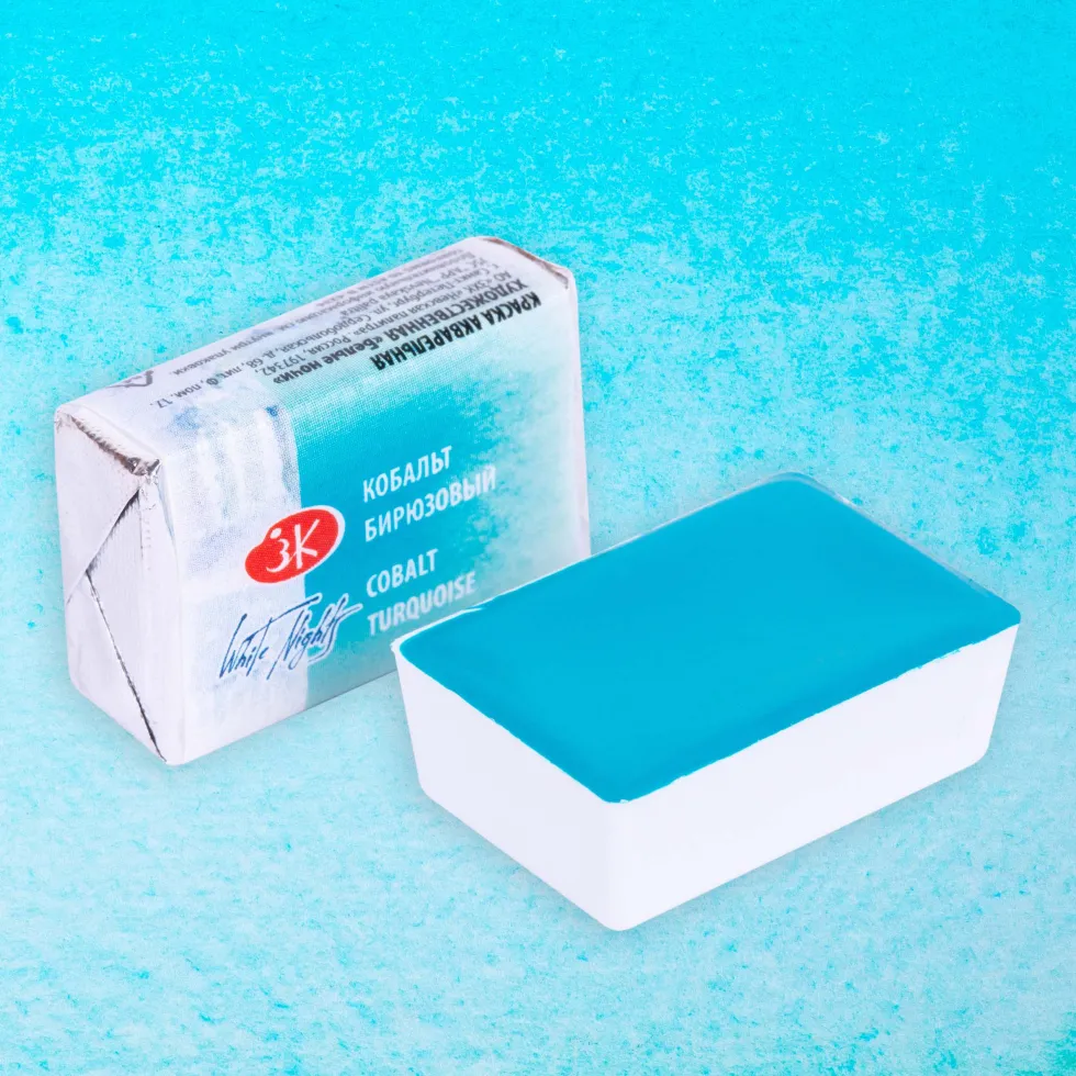 Farba akwarelowa Białe Noce - St. Petersburg - Cobalt Turquoise, kostka
