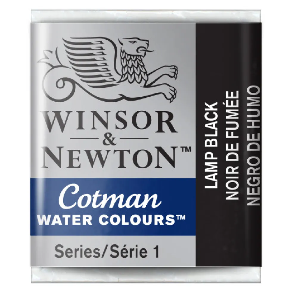 Farba akwarelowa Cotman - Winsor & Newton - Lamp Black, półkostka