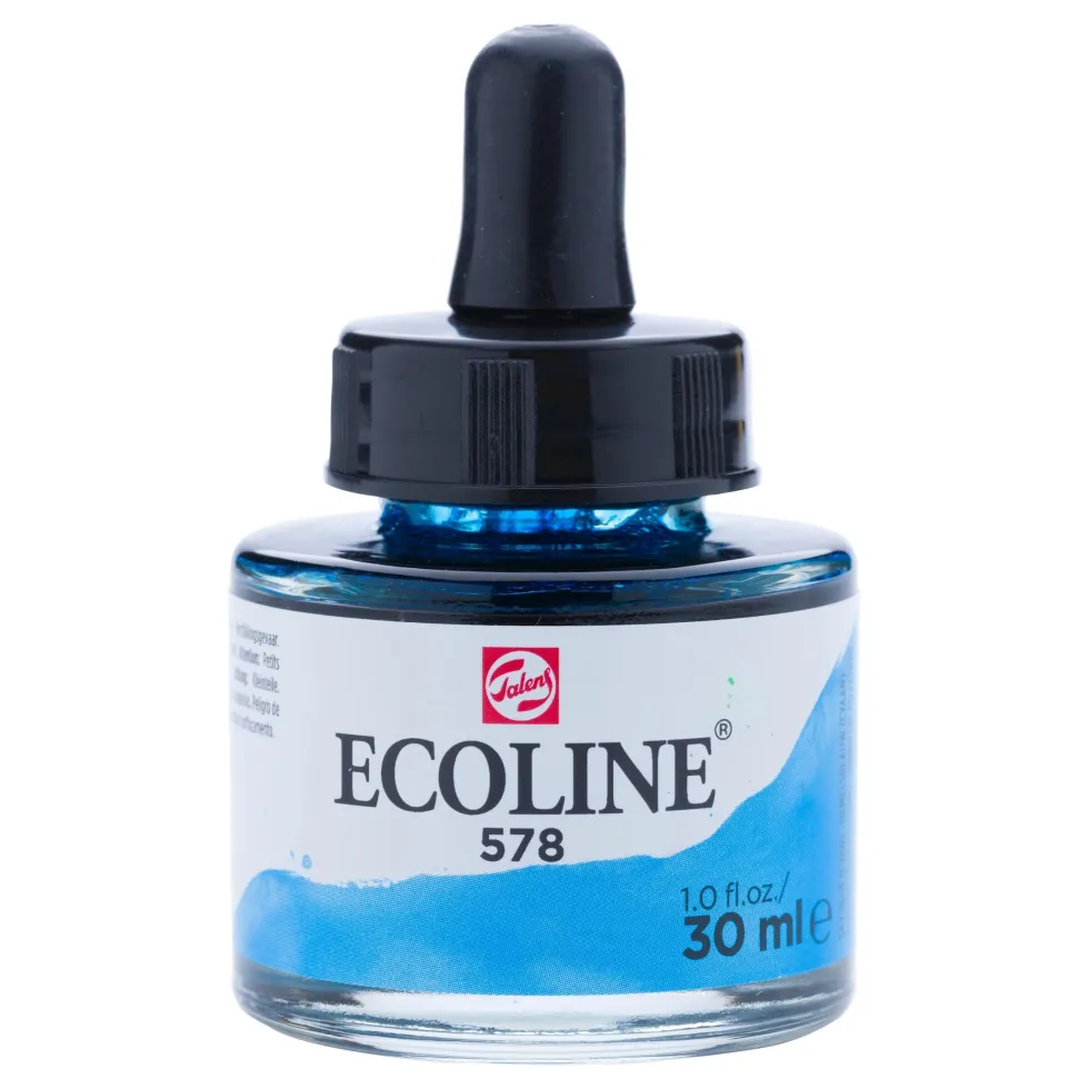 Farba akwarelowa Ecoline - Talens - Sky Blue Cyan, 30 ml