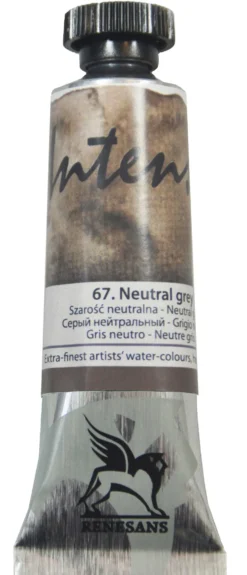 Farba akwarelowa Intense Water - Renesans - 67, neutral grey, 15 ml
