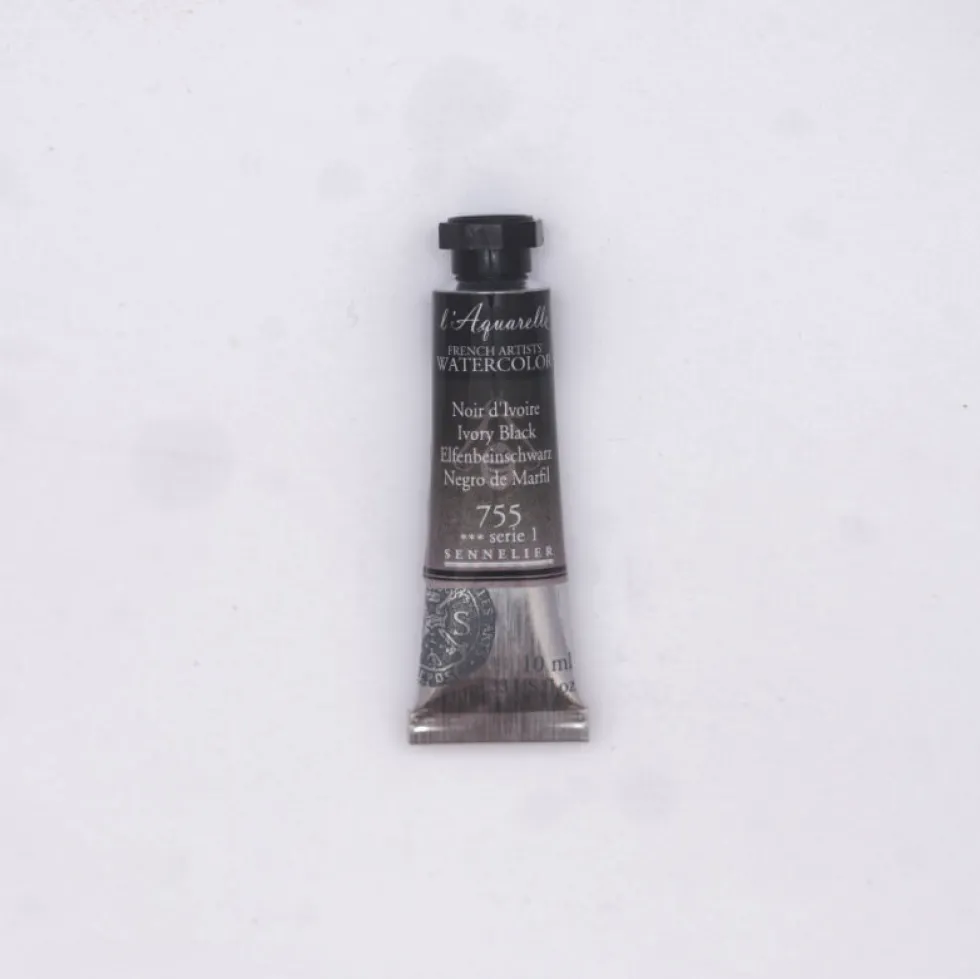 Farba akwarelowa l’Aquarelle - Sennelier - 755, Ivory Black, 10 ml