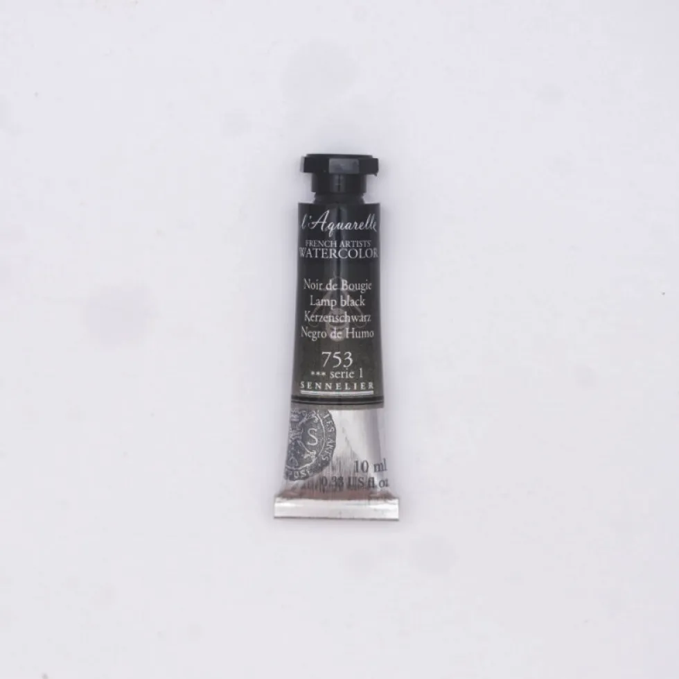 Farba akwarelowa l’Aquarelle - Sennelier - 753, Lamp Black, 10 ml