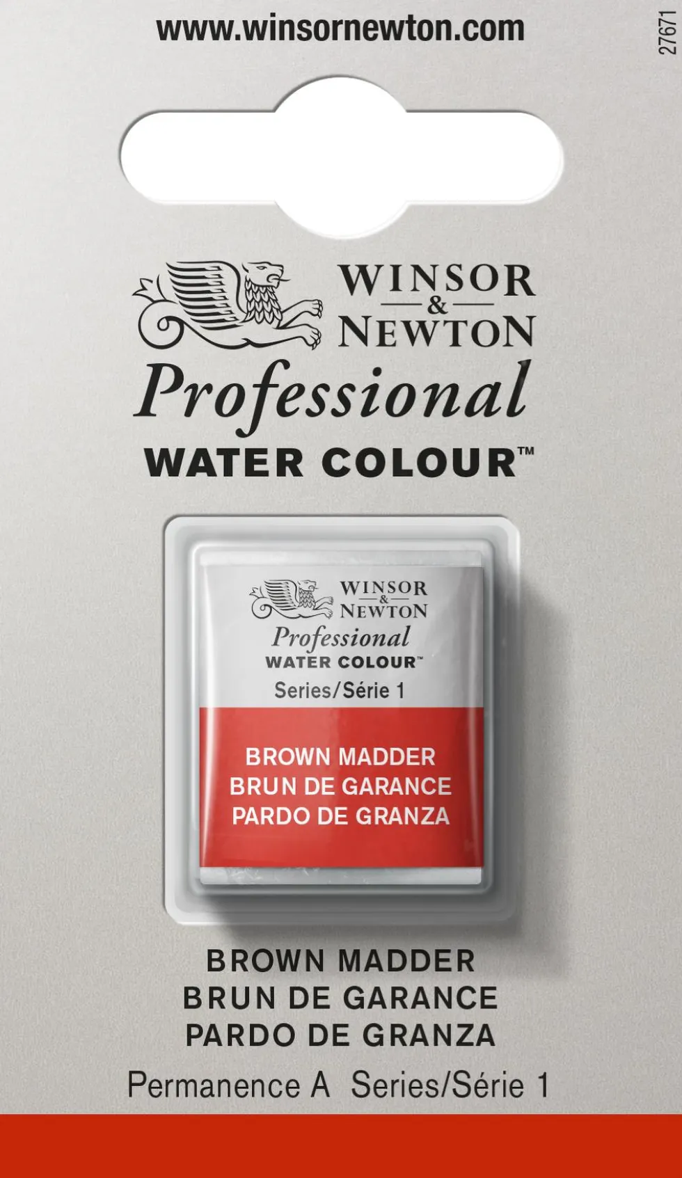 Farba akwarelowa Professional w półkostce - Winsor & Newton - Brown Madder