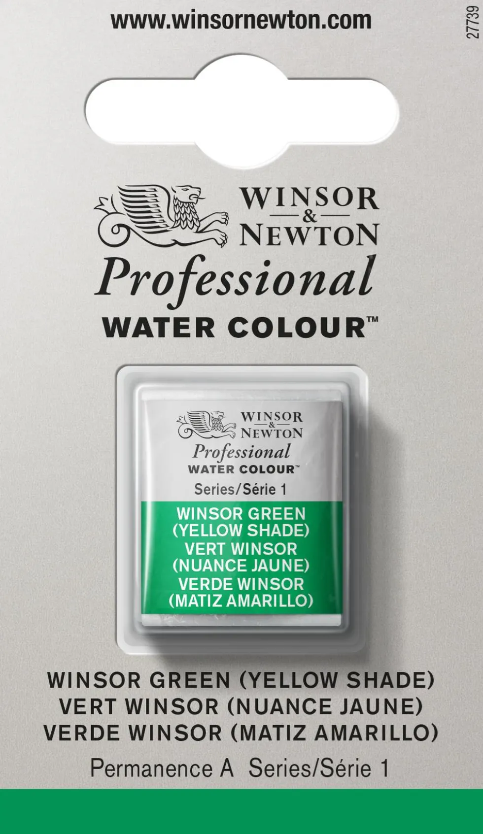 Farba akwarelowa Professional w półkostce - Winsor & Newton - Winsor Green (Yellow Shade)