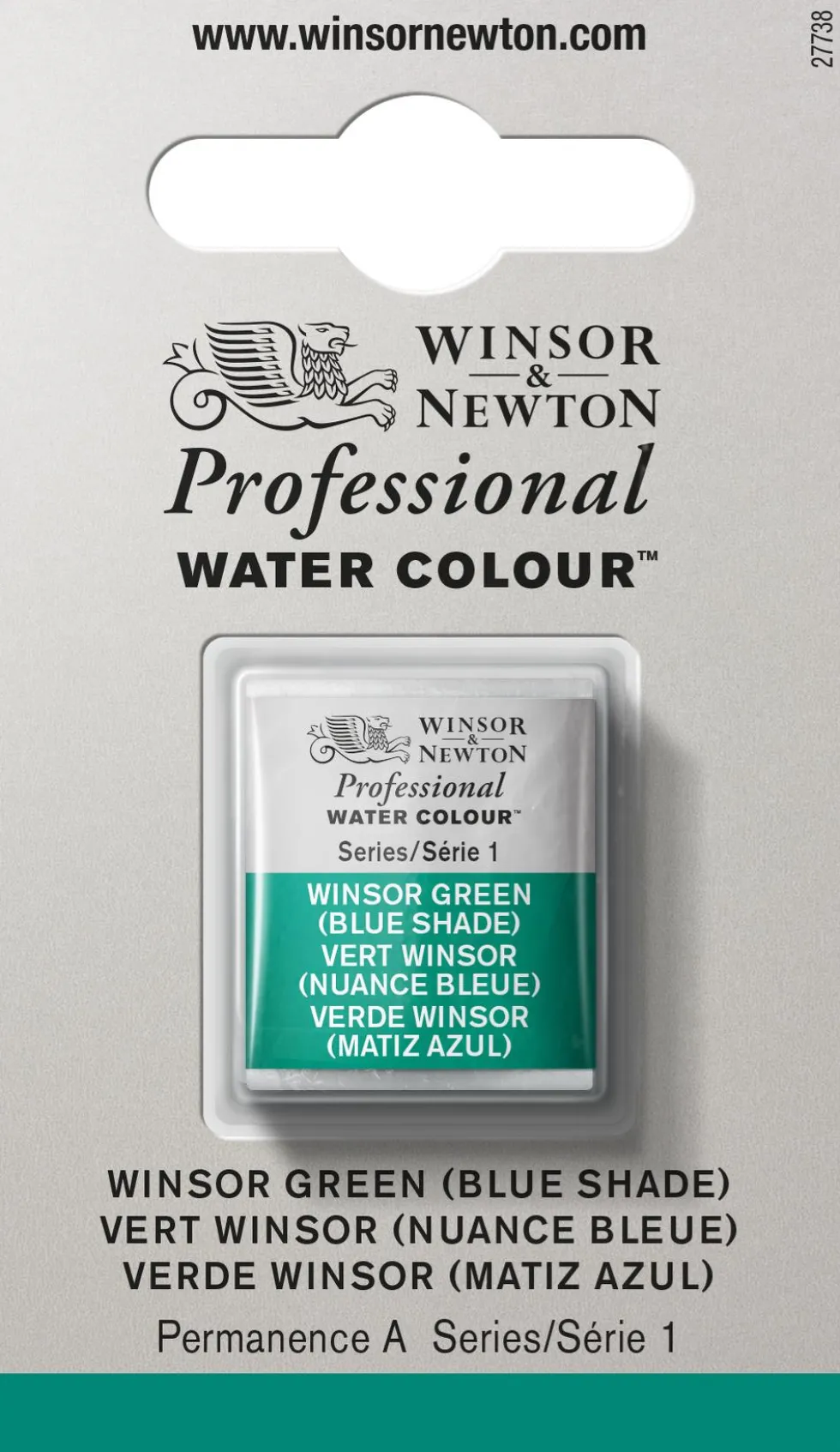 Farba akwarelowa Professional w półkostce - Winsor & Newton - Winsor Green (Blue Shade)